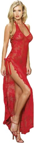Red sheer lace dress sexy - red,