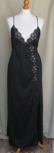 Vintage long black slip - , dress