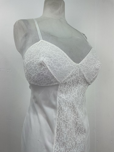 Vintage white nylon full dress - white,