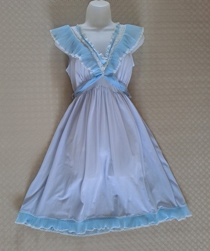 1960s blue nylon - nylon, chiffon