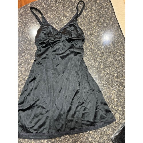 Venus black satin - satin, slip