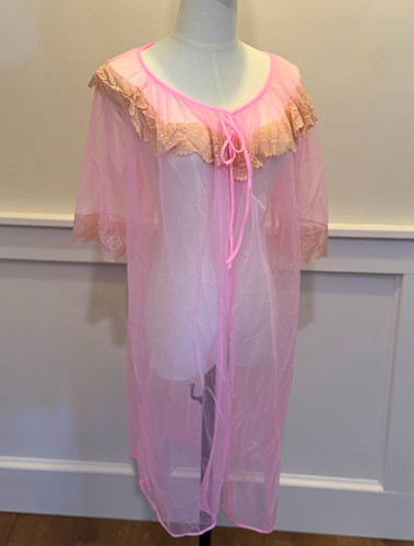 Vintage pink sheer nylon - sheer,